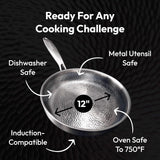 2025 Upgraded Titancore Frying Pan 10, Titancore Titanium Frying Pan, 100% Titanium Pro Hammered Pans for Cooking, Naturally Non-Stick with Minimum Oil & with Lid (10.23in, No Lid)